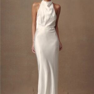 Meshki Esther Iridescent Satin Cowl Maxi Dress - Ivory